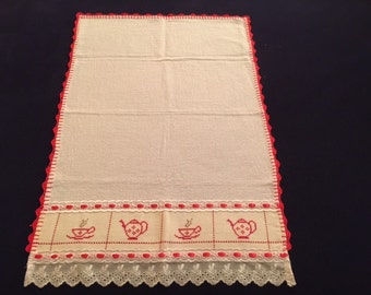 Kitchen Towel with Teapot & Teacup Design