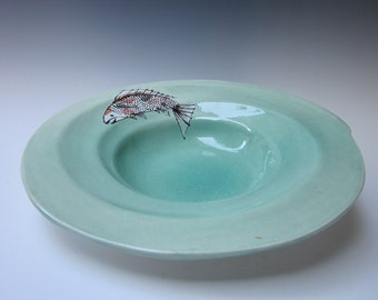 Fish Bowl, Koi Plat , Koi Serving Bowl , Fish Plate, Ceramic Fish Plate, Ceramic Koi Plate