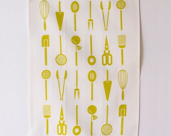 Linen Tea Towel - Cool Tools - Citron