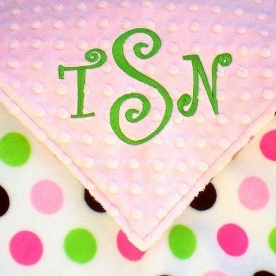Items similar to Baby Girl Blanket , Monogrammed Baby Blanket
