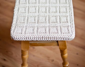 Chair pads Knit cotton cover for square stool. Knit décor. Knit cover for stool. Cover for stool Pillow cushion for stool Chair pads