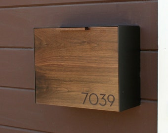 Modern Mailbox Large, Walnut Mailbox, Wall Mounted mailbox