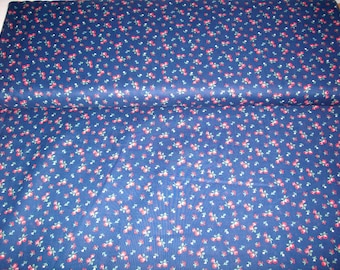 Marcus Brothers,navy blue with red flowers,vintage fabric,100% cotton , by yard
