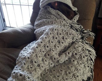 Hooded Owl Blanket Crochet Blanket Chunky Owl Blanket ...