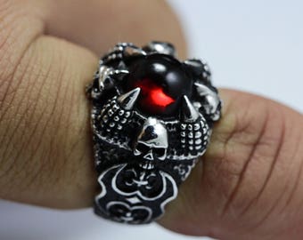 Skull ring,skull men ring,men ring,925 Sterling Silver,Black
