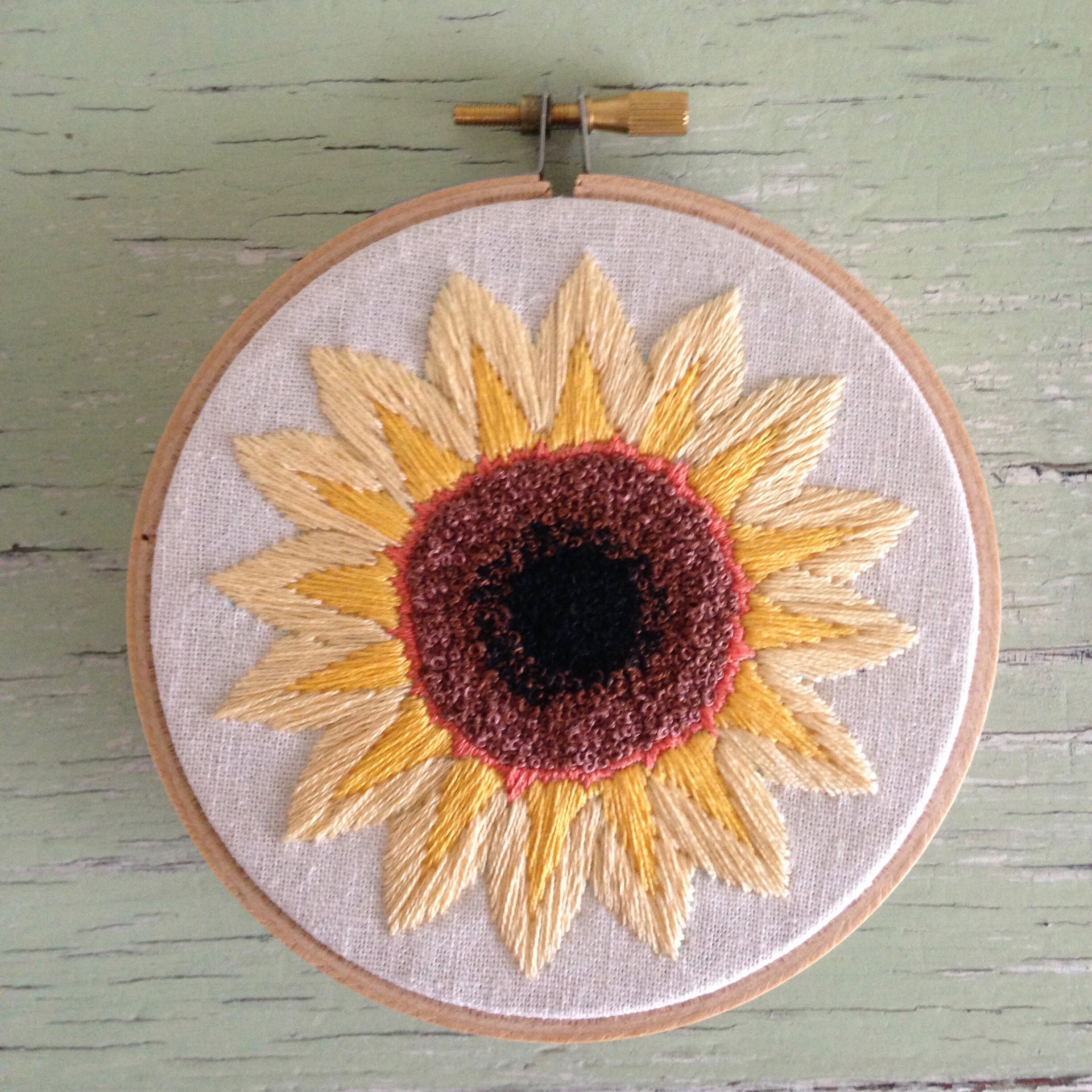 Sunflower Embroidery Hoop Art
