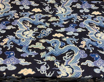Blue toile fabric | Etsy