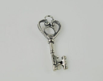 Sterling Silver Heart Key Pendant