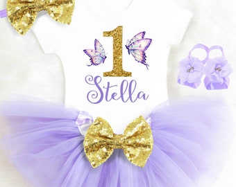 Butterfly Birthday Outfit Butterfly First Birthday Outfit Girl Purple and Gold Birthday Butterfly tutu outfit 2nd Birthday Outfit Girl 35