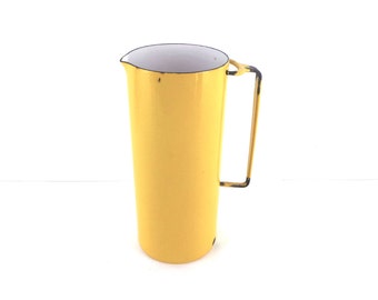 DANSK Kobenstyle Tall Pitcher, Yellow Enamel, France IHQ, Jens Quistgaard, Martini Pitcher, Barware, Eames Era , Mid Century Modern, Danish