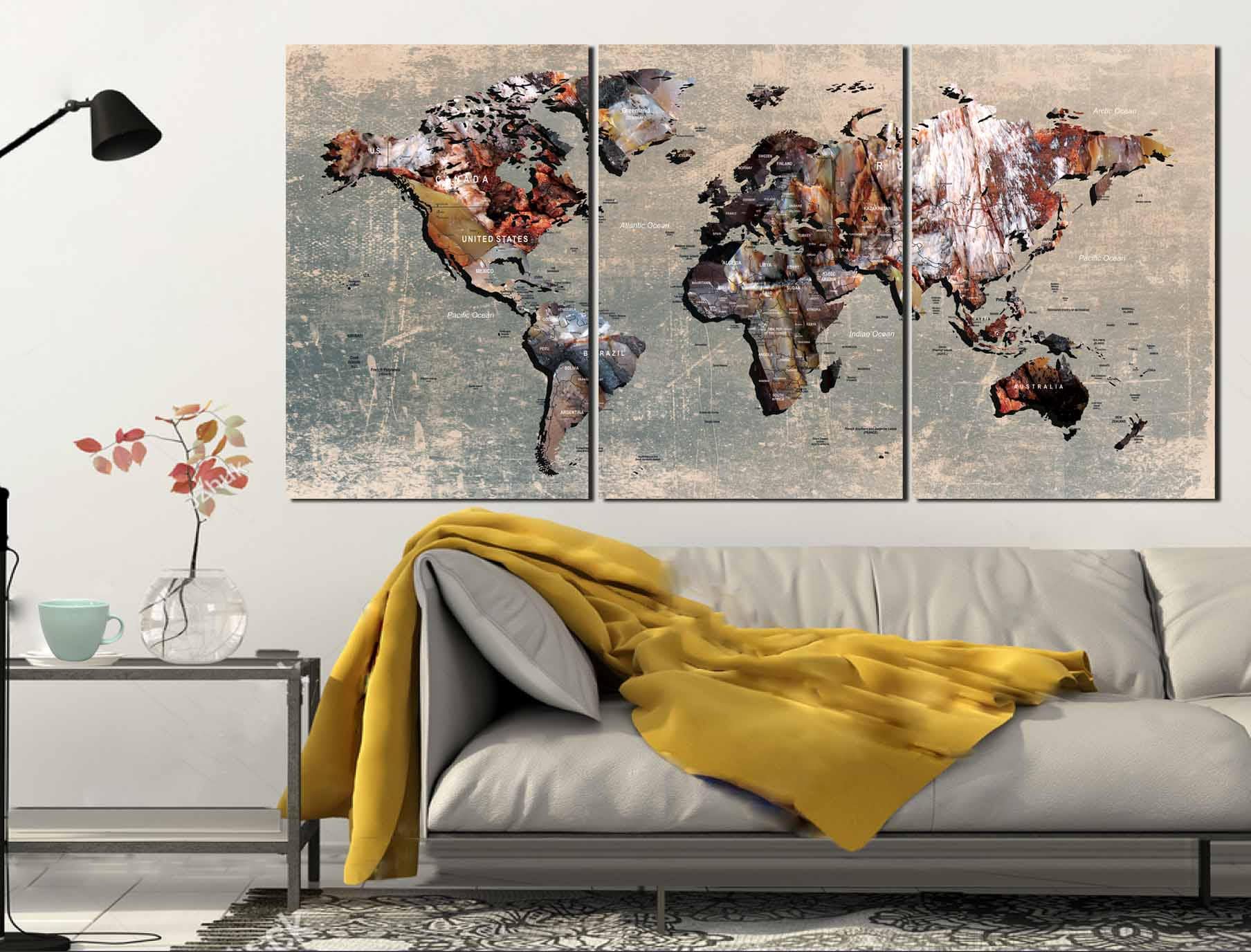 World Map World Map Wall Art World Map Canvas Push Pin World Map