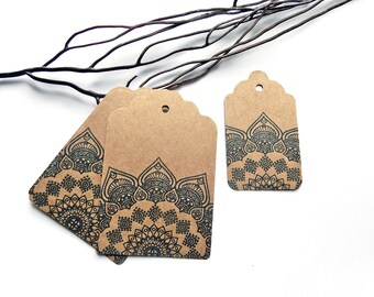 Labels kraft mandala 70 x 45 mm / 54 x 32 mm