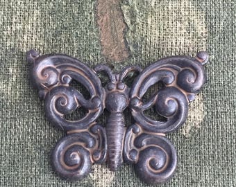5 brass butterflies, Vintaj butterfly, beautiful brass butterfly, vintage style jewelry or craft adornment, DIY jewelry finding, brass charm