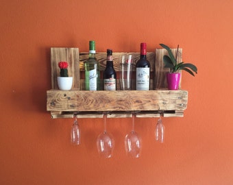 Pallet rack wine rack bar flamed Europallet pallet furniture vintage shelf