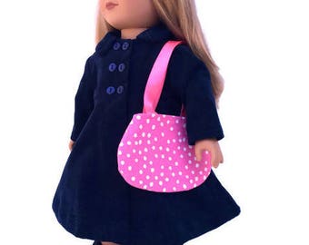 Pink Polka Dot Doll Purse, Pink Doll Purse for 18 Inch Dolls