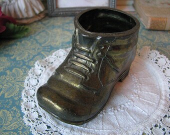 Vintage Brass Shoe Planter