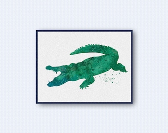 Alligator Crocodile Watercolor Poster