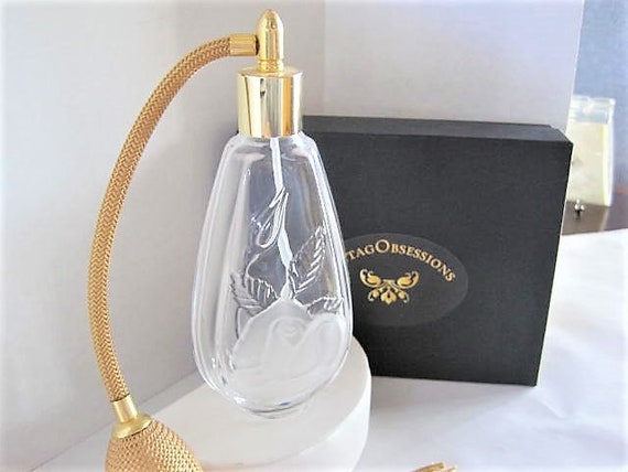 Cristal D'Arques Perfume Bottle, Made in France, Glass Atomizer, Gold Bulb with long gold tassel, 60's cologne