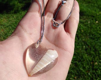 Seashell Heart Pendant Necklace