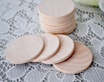 100 ct 1.5" INCH Wood Circles Discs Natural Wooden Medium Sized Coins Wedding Craft Circles Favors 1.5" circles 1 1/2" wood circles