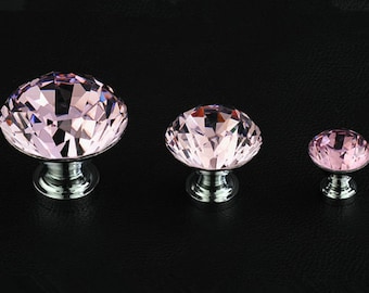 Pink Glass Knobs Crystal Dresser Knob Drawer Knobs Pull / Cabinet Pulls Knobs