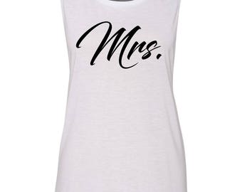 Mrs. Ladies White Muscle Tank Top