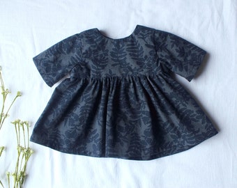 3-6m Navy Print Peplum Top