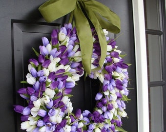 SUMMER WREATH SALE Spring Mother's Day Wreath Spring Wreath Tulip Wreath Gift for Mom Wreath for Spring Custom Size