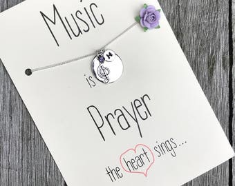 Music teacher gifts, Music note necklace, Music gift, Musician gift, Music teacher, Teacher gift, music jewelry, Gifts for teacher, A2b