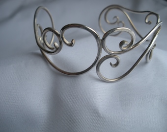 Sterling Silver Cuff Bracelet Swirled Wire