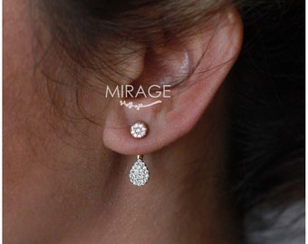Silver Drop Ear Jackets Earrings , 925 Sterling Silver/Pair