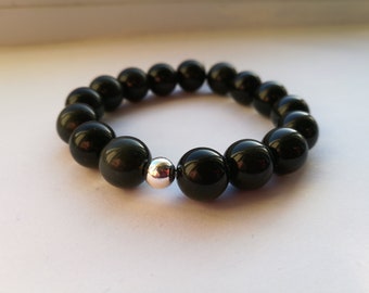 Black Obsidian Sterling Silver Bracelet