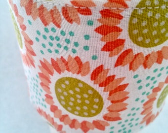 Coffee Cozy, Coffee sleeve, Coffee Cup Cozy, Floral Coffee Cozy, Peach Coffee Cup Cozies, Fabric Coffee Cozy, Sunflower Coffee Cozy,