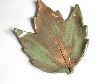 Maple Leaf - Spoon Rest - Tea Bag Rest - Ring Dish - Trinket Tray - Green