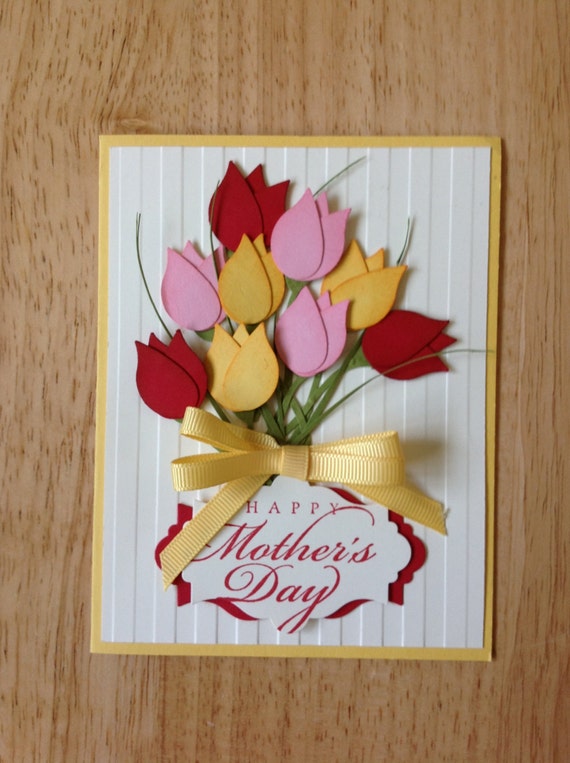 Items similar to Stampin Up handmade happy mother's day card - bouquet of tulips on Etsy