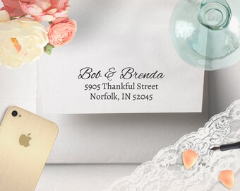 Return Address Stamp - Invitation Stamper, Elegant Calligraphy Wedding Stamp, RSVP, Save the Date, Custom Label, Formal Wedding Invitation 5