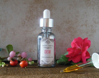 DEW fine facial oil | wildcrafted natural anti-aging serum | antioxidant vitamin c serum | CoQ10, rosehip, squalane