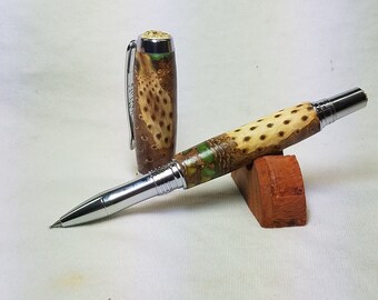 Hand turned pinecone pen with chrome hardware