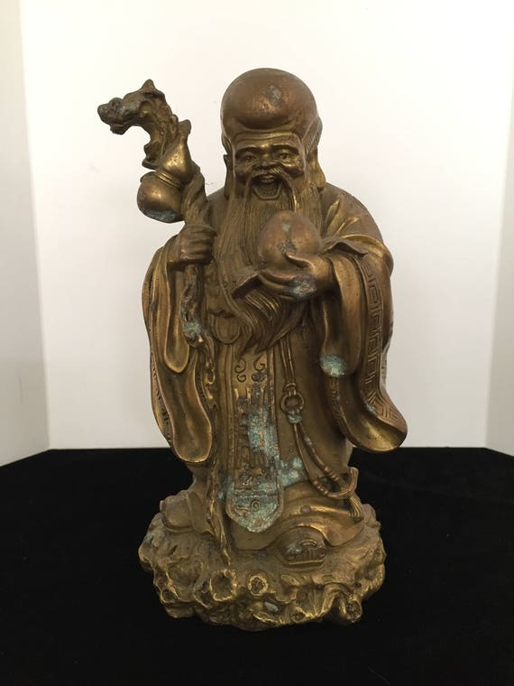 Shou Lao Xing Immortal Chinese God of Longevity Bronze Brass