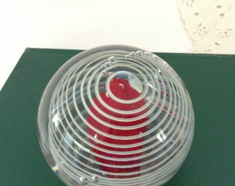 Swirl paperweight - signed art glass - bubble glass - desk accessory - co-worker gift - office decor - Library Decor - collectible