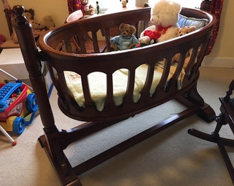 LOCAL ONLY !!! Beautiful hand-made swinging Baby CRADLE with frame ~ oval shaped crib ~ Heirloom quality ~ made Bornea Balikpapan Indonesia