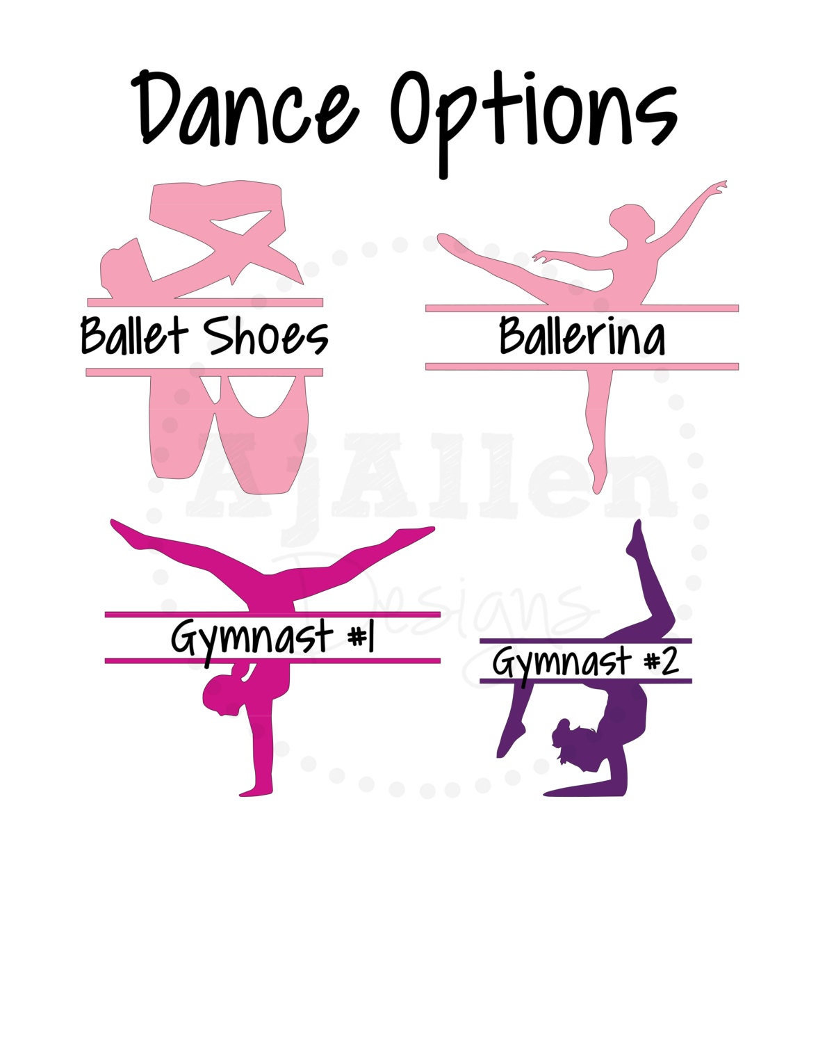 Download Dance Monogram Vinyl Decal Ballet Gymnastics Ballerina Gymnast