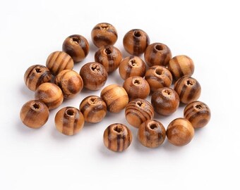 100 Burlywood Polished Grain Round Wooden Beads. 6mm, 8mm or 10mm.
