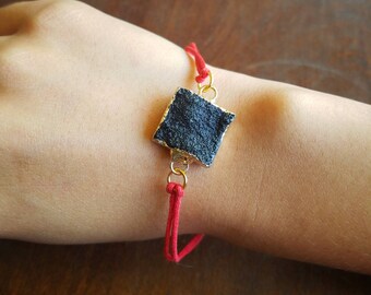 Black Druzy Pendant Bracelet - TheHiddenBin