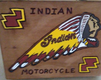 Vintage Cigar Box with Indian Motorcycle emblem