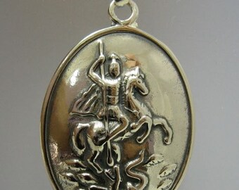 PE000785 Sterling silver pendant solid 925 Saint George