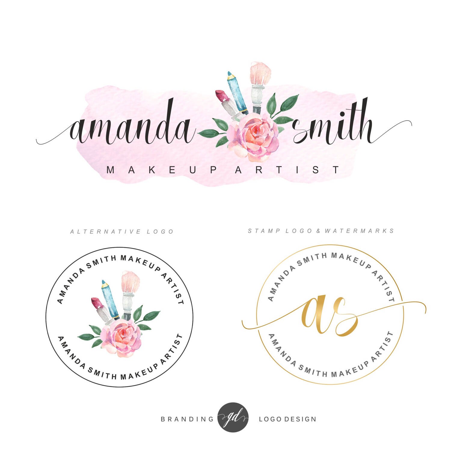 Nombre Para Salon De Belleza En Italiano Hacer logo Logo de salón de belleza Premade acuarela lápiz
