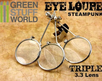 SteamPunk EYE LOUPE -TRIPLE magnifier magnifying - Clip On Type - Loopy