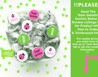 Pink Ladybug Chocolate Kiss Stickers - Pink Ladybug Stickers - Ladybug Stickers - Ladybug Candy Stickers - Digital or Printed Stickers