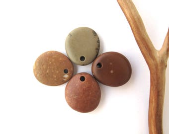 Beach Stone Pendants Mediterranean River Stone Pendants Top Drilled Natural Stones DIY Jewelry Findings Pebble Beads COLOUR QUARTET 20 mm